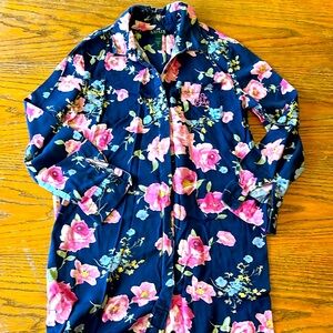 Ralph Lauren szS sleep shirt nightgown button down navy pink floral